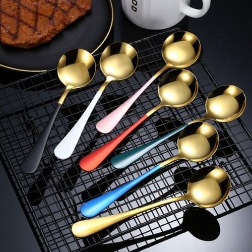 10Pcs Stainless Steel Coffee Spoon Dinnerware Set Dessert Watermelon Ice Cream Spoon Tableware Bar Kitchen Accessories