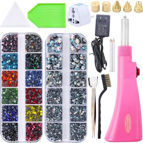 New Hotfix Strass Applicator Set Hot Fix Rhinestones Automatic Hotfix Applicator Crystal Glass Iron On Rhinestones for Garment