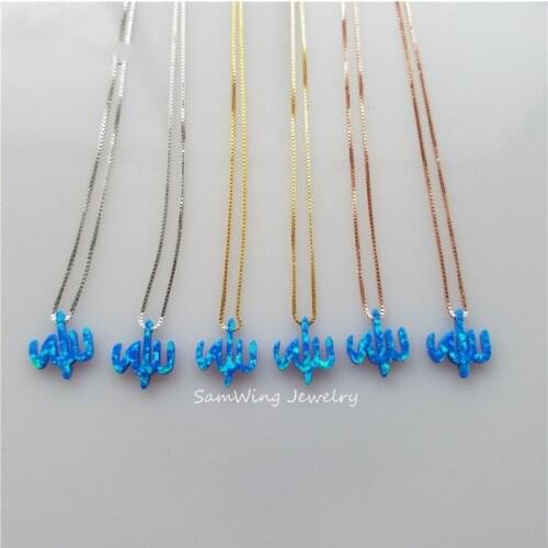 Free Shipping 925 Sterling Silver Synthetic Opal Allah Shape Pendant Necklace