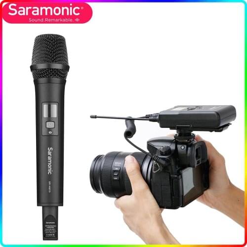 Camera Wireless Lavalier Microphone System Recording Video, Saramonic UHF 16-Channel Omnidirectional Mic for Nikon Canon DSLR