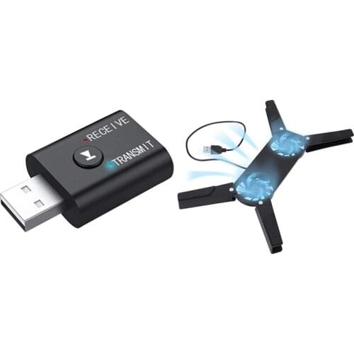 1 Pcs Bluetooth 5.0 Wireless Receiver Transfer Dongle & 1 Pcs Laptop Cooling Pad,Dual Fan for Laptop Cooling