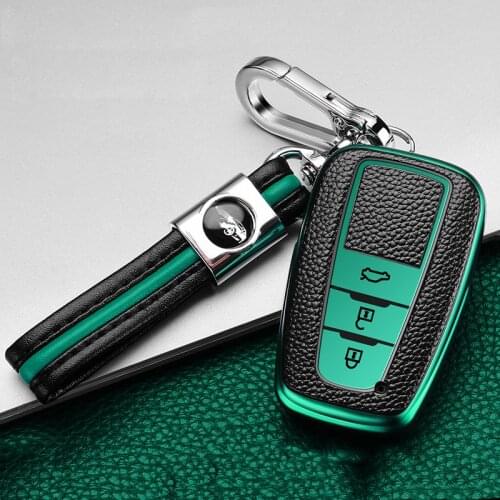 Luxury TPU Leather grain Car Key Case Cover For Toyota Camry Prado 2017 2018 CHR Prius Corolla RAV 4 Smart Key Shell Accessories