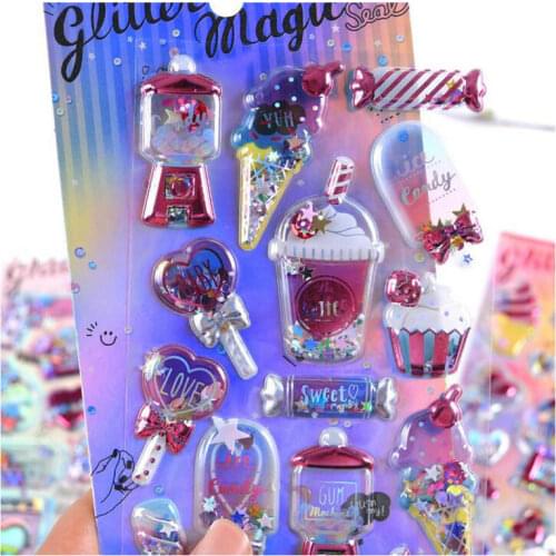 DIY 2pcs Ice Cream Shaker Stickers Resin Jewelry Mbellishment Handmade Sweet Girl Pink Glitter Sticker Pendant Accessories Craft
