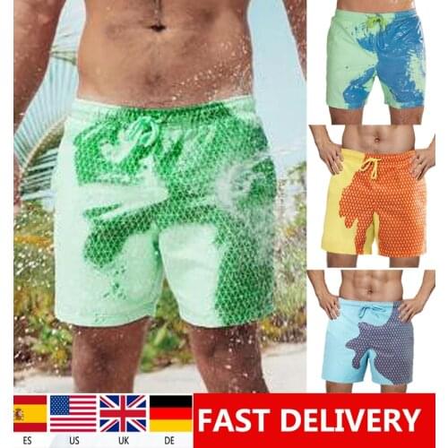 Ship in 24 hours Summer Color-changing Beach Shorts Mens Pants Trunks Warm Color Discoloration Shorts Swimming Surfing Shorts