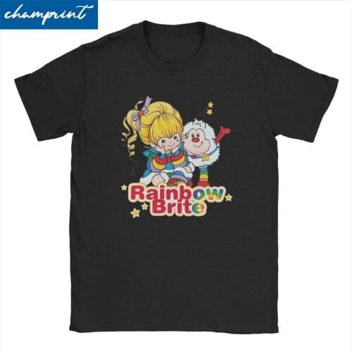 Vintage Rainbow Brite 80s Retro Classic Cartoon T-Shirt Men Womens Crew Neck Cotton T Shirt Short Sleeve Tees Plus Size Tops