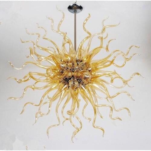 Living Room Amber Color Murano Glass Chinese Pendant Lights with LED Bulbs