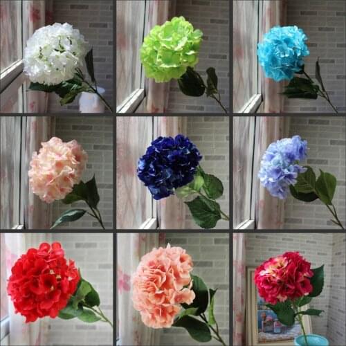 Artificial Hydrangea Flower 80cm long Fake Silk Single Real Touch Hydrangeas 8 Colors for Wedding Centerpieces Home Party Decor