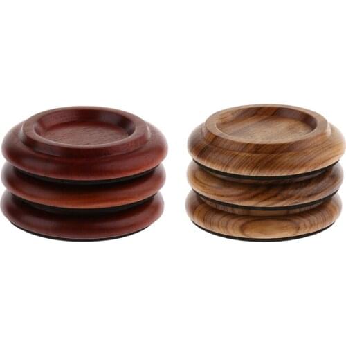 Exquisite 3x Wood Round Grand Piano Castor Cups For Floor Carpet Protection