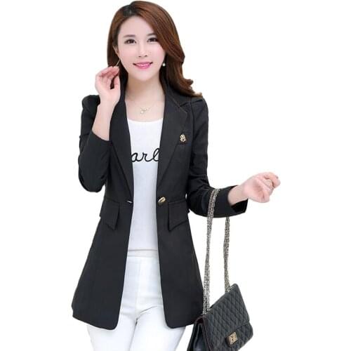 Suit Women Blazer Spring 2021 New Long Sleeve Blazers Womens Suits Long Slim Autumn Coat Female Jacket Black White Fashion