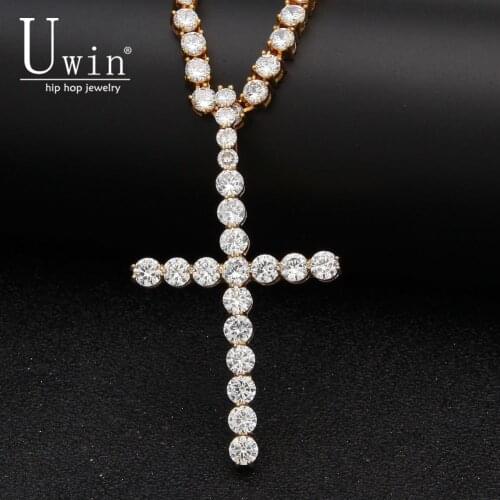 UWIN Zircon Cross Pendant CZ Tennis Iced Chain Key of Life Egypt Hip Hop Trendy Rock Punk Necklace Men Jewelry