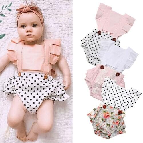 Summer Newborn Baby Girls Backless Floral Print Sleeveless Jumpsuit Playsuit Outfits Clothes