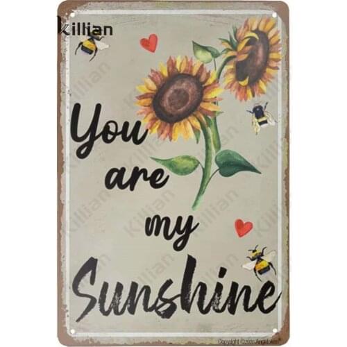 Sunflower Metal Plaque Flower Retro Picture Tin Sign Home Decoration Shop Wall Metal Plate Metal Poster Bar Club Decoration