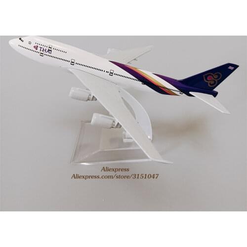 16cm Alloy Metal Air Thai B747 Airlines Airplane Model Thailand Boeing 747-400 Airways Plane Model Diecast Aircraft Kids Gifts