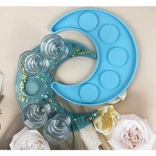 Moon Shape Wine Glass Tray Mold Candlestick Silicone Molds DIY Resin Mould