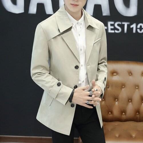 Mens Jackets Autumn New Korean Style Slim Jacket Young Mid-length Lapel Coats Plus Size jaqueta masculina
