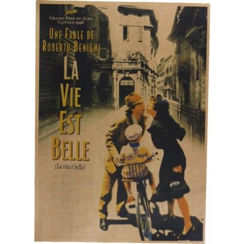 New La Vita Bella Beautiful Life Classic Movie Kraft Paper Poster Bar Cafe Decoration Painting Wall Stickers