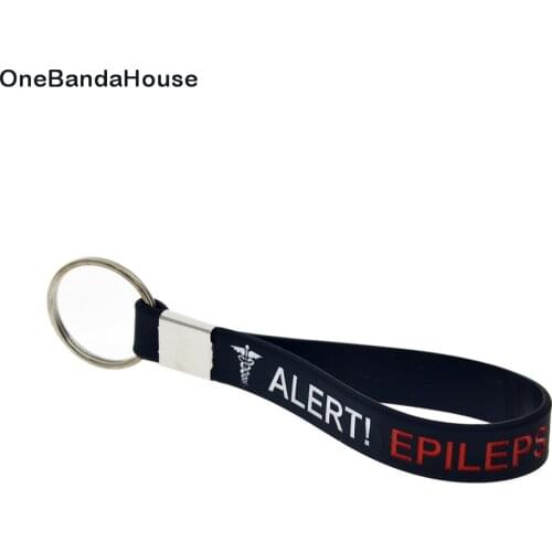 OBH 25PCS Epilepsy Silicone Bracelet Key Holder Debossed Logo