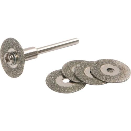 OOTDTY 2018 5PCS 22mm Emery Diamond cutting blades Drill Bit+1 Mandrel for Dremel Set