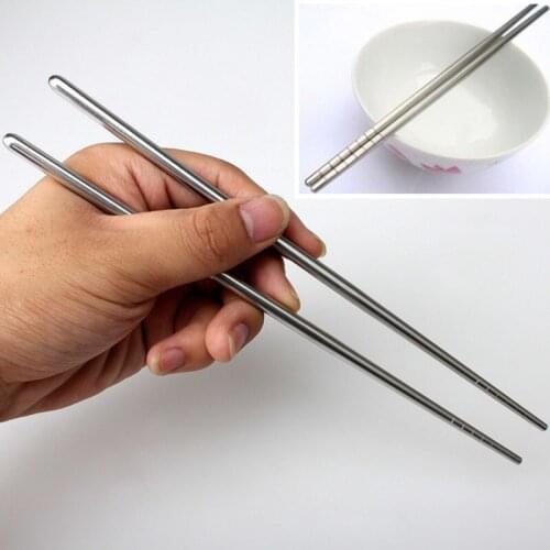 1 pair of stainle steel chopstick set Chinese metal non-slip steel chopstick set portable reusable food sushi stick kitchen tool