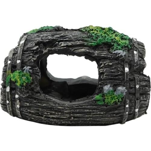 Resin Aquarium Ornaments Decorations Artificial Barrel Cave Landscaping Accessories For Fish Tank Aquarium Decoration Background