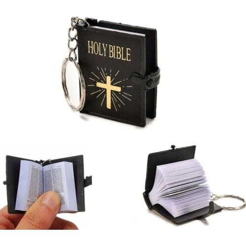 EDC Keychain Mini English HOLY BIBLE Book Religious Christian Key Chain Christian Key Ring Decorative Bag Pendant Gift Souvenirs