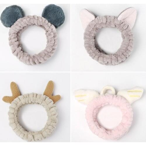 Fashion New Big Rabbit Animal Ear Soft Headbands For Women Girls Bow Wash Face Turban Makeup Elastic Hair Bands Hair Accessories