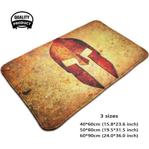 Helmet On Rust Background With A Color Burn Effect Soft Foot Pad Room Goods Rug Carpet Rust Pro Gun Rights Molon Labe Helmet