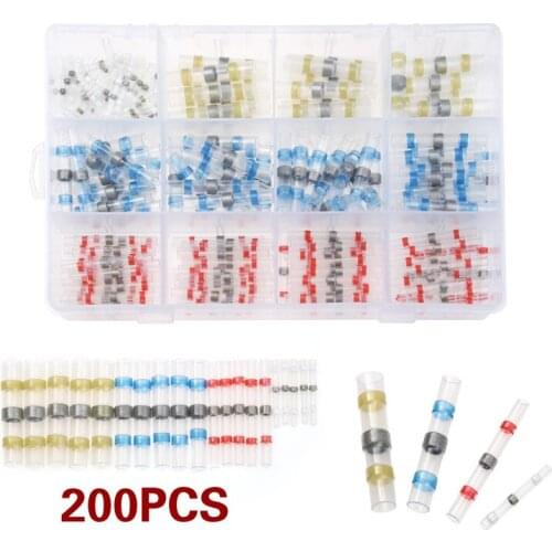 Electrical Wire Connector 200Pcs Insulated Butt Connector Kit Heat Shrink Sordering Terminals Waterproof Solder Sleeve Tube