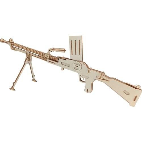 Light Machine Gun Laser-Cut 3D Wooden DIY Assembly Puzzle Parent Child Relationship Training Handmade Jigsaw Toys Children Gift