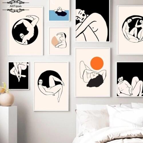 Minimalist Fashion Sexy Girl Line Art Posters and Prints Abstract Wall Canvas Painting Nordic Picture for Living Room Home Decor