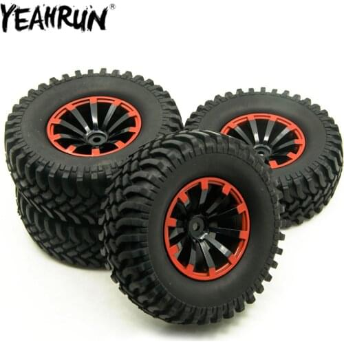YEAHRUN 1.9inch Plastic Wheels Rims & Rubber Tires Kit for 1/10 Axial SCX10 RC Rock Crawler Buggy Climbing Car Parts