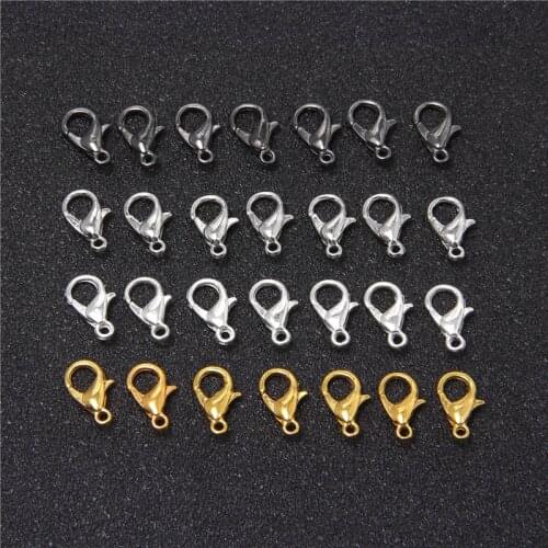 10pcs/lot 12*6.5mm 10*5.5mm Zinc alloy Gold Plated Lobster Clasp Hooks for Necklace&Bracelet Chain DIY Fashion Jewelry Findings