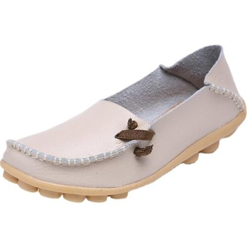 Women Flats Shoes Soft Genuine Leather Shoes For Women Casual Loafers Mother Moccasins Slip on Female Shoes Chaussure Femme 44