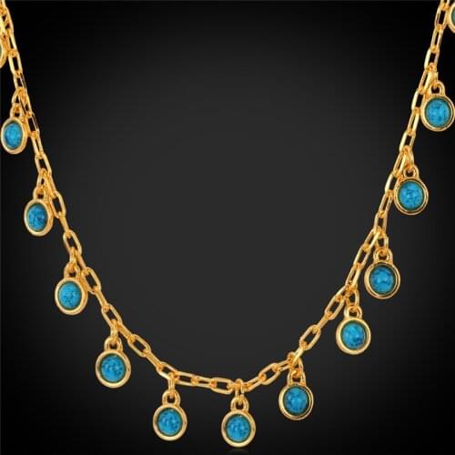 Kpop neck pendant Necklaces Women Gold Color High Quality Fashion New Jewelry Green Stone Necklace N084