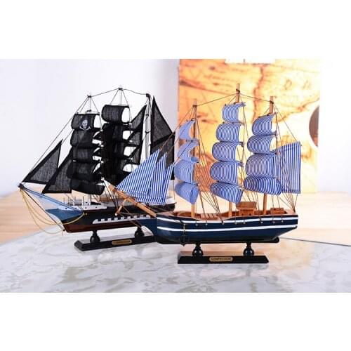 1PC Handmade Assembly Ship Craft Wooden Mediterran Sailing Boat Wood Sailboat Model Home Decor Toy Model Building Kits KN 053
