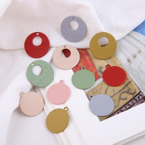 10pcs Matte Spray Paint Color Irregular Geometric Hollow Pendant Round Vintage Earrings For Women Diy Ear Jewelry Accessories