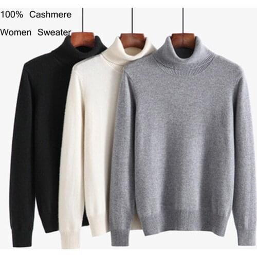 100 pure Cashmere sweater women cashmere sweater ladies turtleneck solid color autumn winter Spring pullover shirt