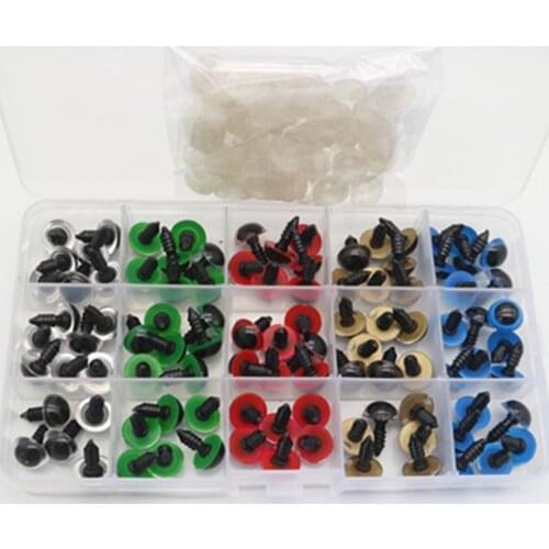 100PCS 12mm Mix Color Plastic Animal Safety Eyes For Toys Teddy Bear Stuffed For Dolls Craft Amigurumi Accessories Box