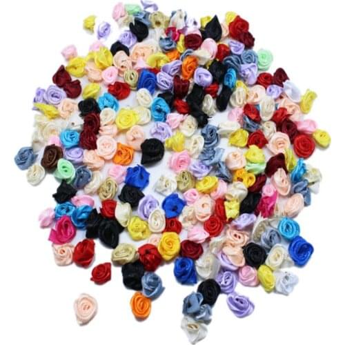 100pcs/package color DIY simulation flannel rose flower head ribbon no leaf rose wedding decoration flower