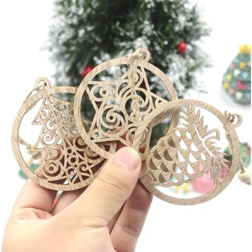 12PCS Star Tree Gift Shoes Christmas Wooden Pendant Ornaments Christmas Tree Ornaments DIY Kids Toys Wood Craft Hanging Gifts