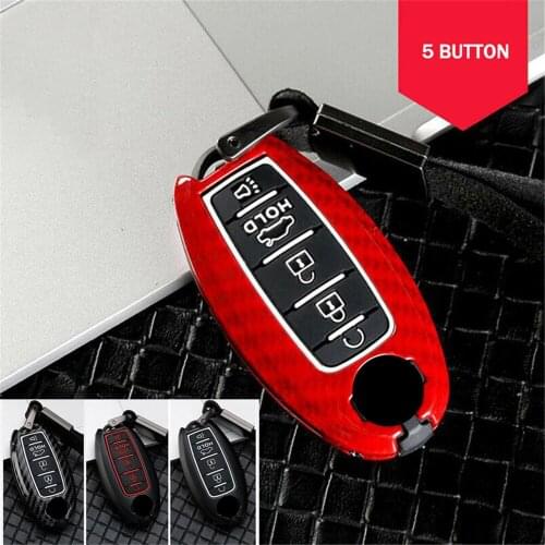 5 Button Carbon Fiber Car Smart Key Fob Case Shell Holder Keychain Protector Fit For Nissan For Infiniti Accessories