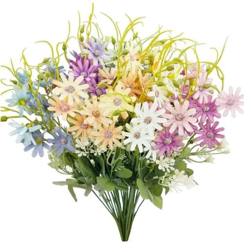 6Pcs Daisy Silk Flowers Artificial Fake Wildflowers Outdoor Multicolor Faux Daisies for Garden Porch Window Vase Decor