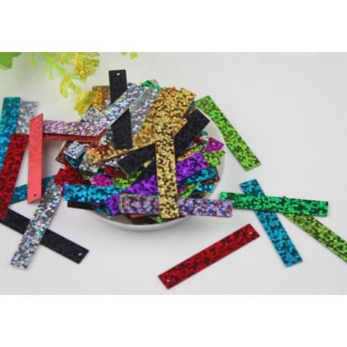 A6Sewing supplies 6mm*38mm Hand-sewn Rectangular Double-hole Laser Bead Segments Hand-made Wedding Garment Stage Dress Decor