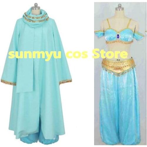 Aladdin and The Magic Lamp Jasmine Princess Cosplay Costume,Custom Size Halloween Wholesale