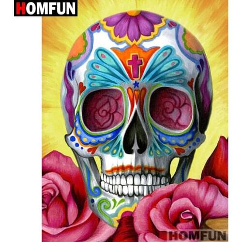 HOMFUN Full Square/Round Drill 5D DIY Diamond Painting "Colorful skull" Embroidery Cross Stitch 5D Home Decor Gift A07234