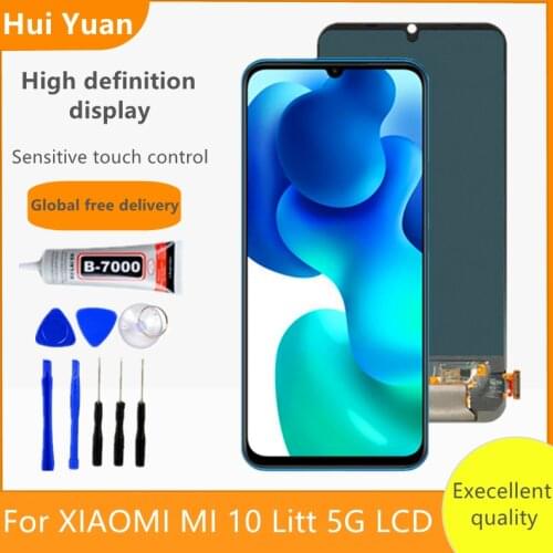 AMOLED Screen For Xiaomi MI 10 Lite 5G Display Fingerprint Function 10 Touch Screen Replacement For MI10 Lite 5G Global