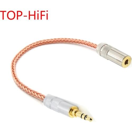 TOP-HiFi 4.4mm Balanced Female to 3.5mm Stereo Male Plug 7N OCC Amplifier Adapter Cable 8 Shares Gold Plated for SONY Player