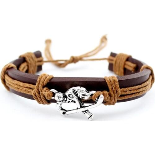 Field Ice Hockey Player Soccer Football Volleyball Lacrosse Gymnastics Tennis Golf Calisthenics Charm Leather Bracelets Jewelry