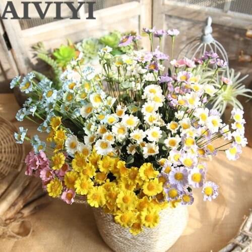 15 Heads Daisy Artificial Flowers For Wedding Fake Flowers Bouquet Wedding Flowers Home Decoration