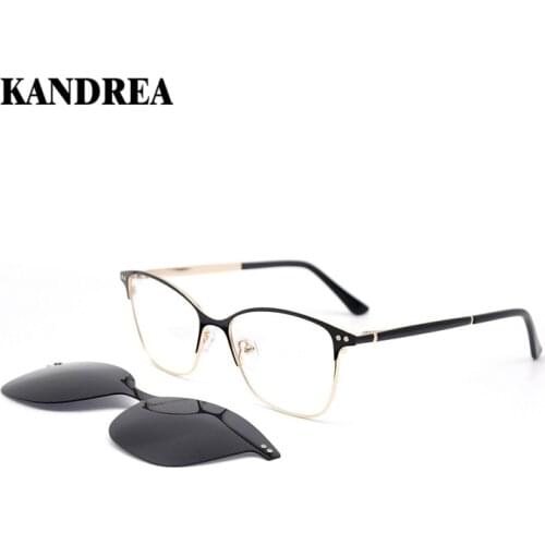 KANDREA 2021 New Fashion Brand Women Magnetic Clip Sunglasses Men Metal Square UV400 Glasses for Driving Fishing Retro Eyewear